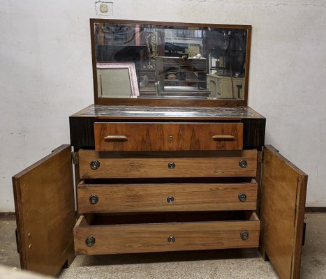 Art Deco Italian Marble Top Sideboard with Mirror-RAQ-1231493