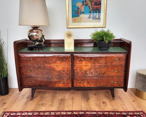 Art Deco Italian Modern Wood, Glass and Brass Chest of Drawers by Paolo Buffa, 1960s-EUP-1292390