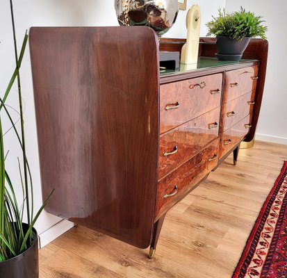 Art Deco Italian Modern Wood, Glass and Brass Chest of Drawers by Paolo Buffa, 1960s-EUP-1292390