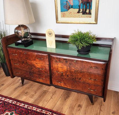 Art Deco Italian Modern Wood, Glass and Brass Chest of Drawers by Paolo Buffa, 1960s-EUP-1292390