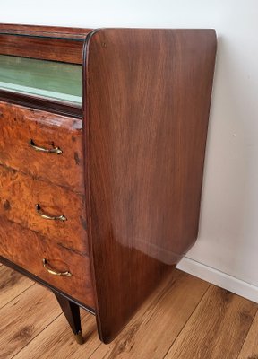 Art Deco Italian Modern Wood, Glass and Brass Chest of Drawers by Paolo Buffa, 1960s-EUP-1292390