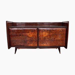 Art Deco Italian Modern Wood, Glass and Brass Chest of Drawers by Paolo Buffa, 1960s-EUP-1292390