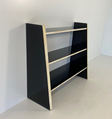 Art Deco Italian Parchment and Black Lacquer Bookcase, 1980s-FF-1289557