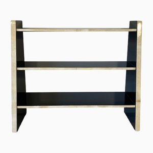 Art Deco Italian Parchment and Black Lacquer Bookcase, 1980s-FF-1289557