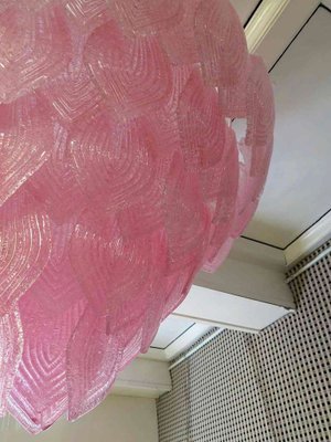 Art Deco Italian Round Pink Murano Glass Chandeliers, 1960-UH-807460