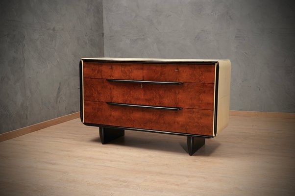 Art Deco Italian School Walnut and Goat Skin Chest of Drawers, 1930-UH-1193716