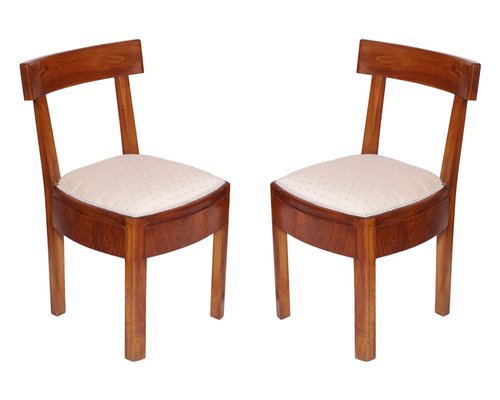 Art Deco Italian Solid Walnut Side Chairs, 1920s, Set of 2-NJV-574820