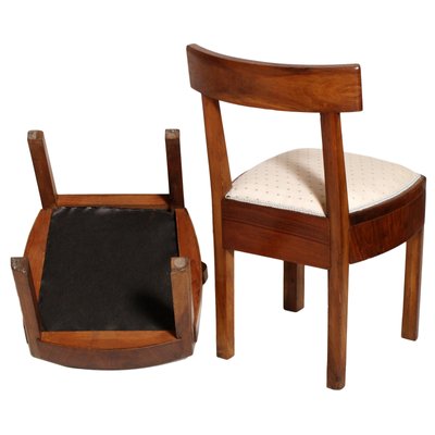 Art Deco Italian Solid Walnut Side Chairs, 1920s, Set of 2-NJV-574820