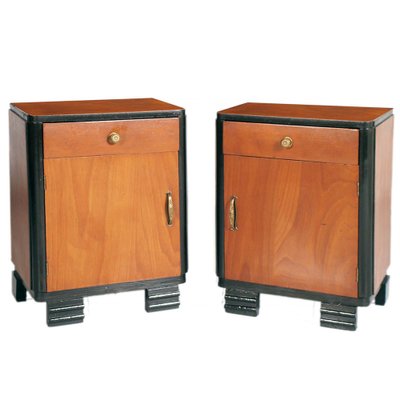 Art Deco Italian Walnut Nightstands from Consortium Mobili Cantù, Set of 2-NJV-1276873