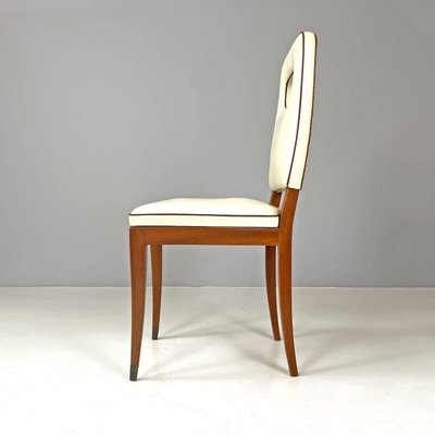 Art Deco Italian White Leather and Wood Chair attributed to Giovanni Gariboldi, 1940s-GDD-1815887