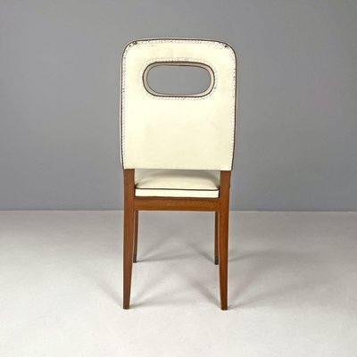 Art Deco Italian White Leather and Wood Chair attributed to Giovanni Gariboldi, 1940s-GDD-1815887