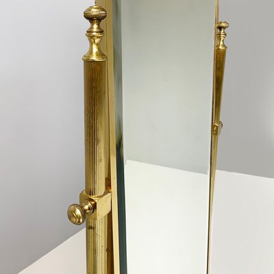 Art Deco ItalianFull-Length Self-Supporting Tilting Floor Mirror in Brass, 1940s-GDD-1806608