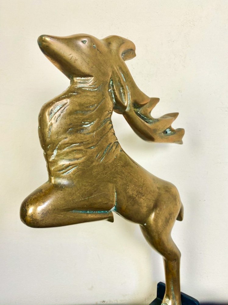 Art Deco Jumping Deer in Bronze, 1920s-WZZ-1766066