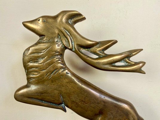 Art Deco Jumping Deer in Bronze, 1920s-WZZ-1766066