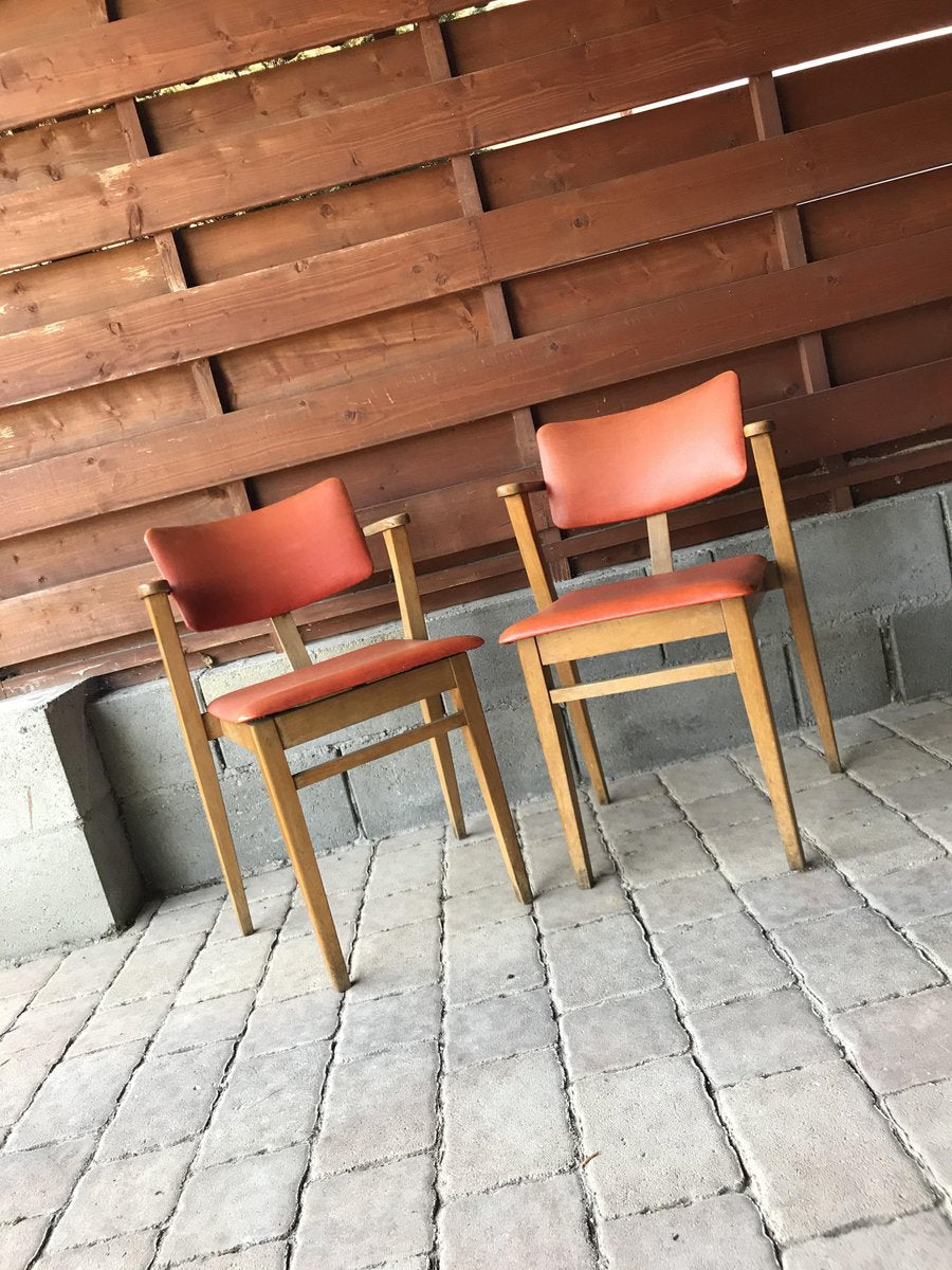 Art Deco Lajos Kozma Style Red Chairs, 1940s, Set of 2