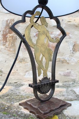 Art Deco Lamp in Wrought Iron by Edgar-William Brandt, 1930s-KMQ-1801176