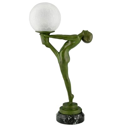 Art Deco Lamp of Standing Nude with Ball by Max Le Verrier, 1930s-KTN-1449759