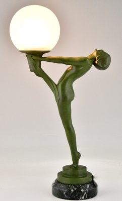 Art Deco Lamp of Standing Nude with Ball by Max Le Verrier, 1930s-KTN-1449759