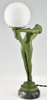 Art Deco Lamp of Standing Nude with Ball by Max Le Verrier, 1930s-KTN-1449759