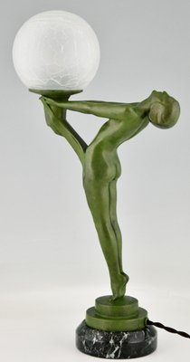 Art Deco Lamp of Standing Nude with Ball by Max Le Verrier, 1930s-KTN-1449759