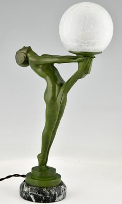 Art Deco Lamp of Standing Nude with Ball by Max Le Verrier, 1930s-KTN-1449759