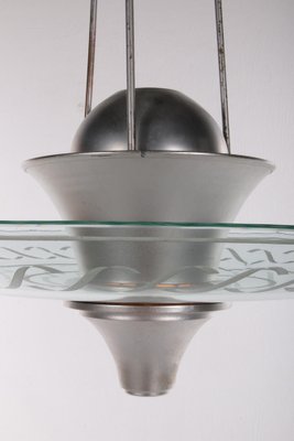 Art Deco Large Hanging Lamps with Cut Glass, England, 1930s, Set of 2-EZZ-1357387