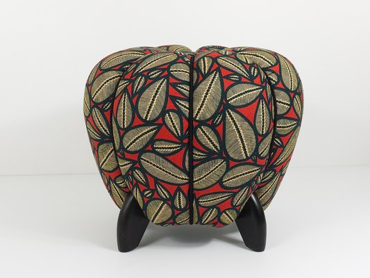 Art Deco Leaf Pattern Ottoman by Jindrich Halabala, 1930s-MWV-1784910