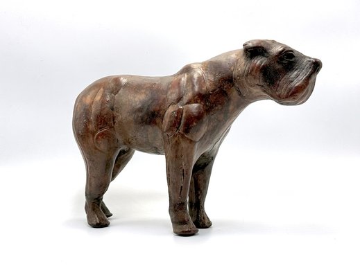 Art Deco Leather Bulldog Figure from Liberty London, 1920s-ZCY-1785596