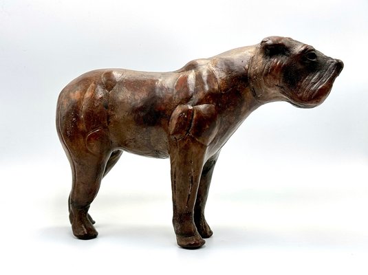 Art Deco Leather Bulldog Figure from Liberty London, 1920s-ZCY-1785596