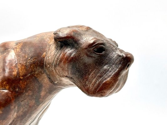 Art Deco Leather Bulldog Figure from Liberty London, 1920s-ZCY-1785596