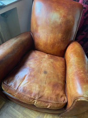 Art Deco Leather Club Armchair, France, 1930s-XHV-1813834