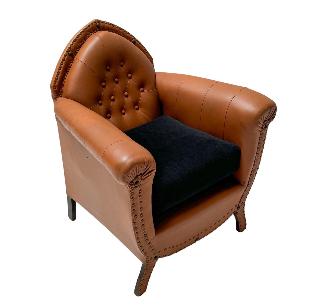 Art Deco Leather Club Chair, 1940s