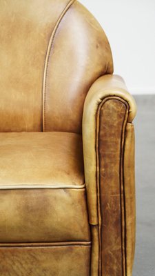 Art Deco Light Cognac Armchair in Leather-HPP-2024315