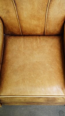 Art Deco Light Cognac Armchair in Leather-HPP-2024315