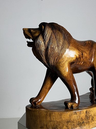 Art Deco Lion in Hardwood