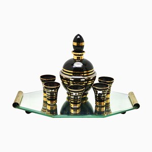 Art Deco Liqueur Set with Serving Tray attributed to De Rupel, Belgium, 1935, Set of 7-MJY-1433319