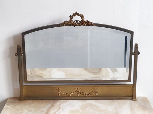 Art Deco Louis XVI French Dressing Table in Marble & Brass, 1930s-CGX-1718380