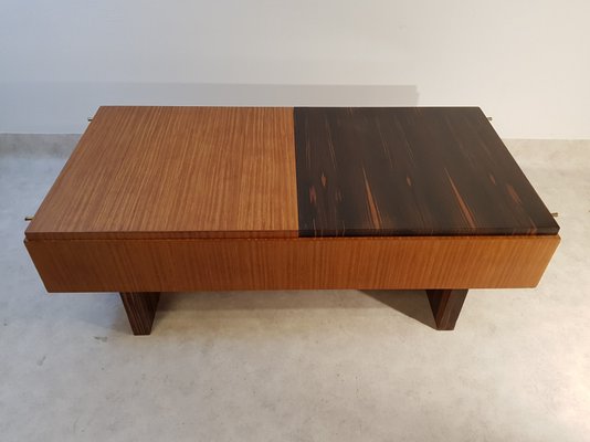 Art Deco Macassar Ebony and Palm Veneer Coffee Table, 1940s-DOA-573149