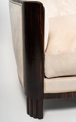 Art Deco Macassar Ebony Wood Ivory Velvet Living Room Set, Set of 5-UQL-1255491