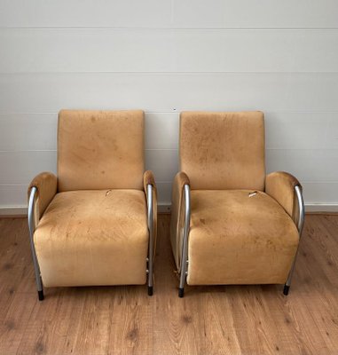 Art Deco Machine Age Style Armchairs by Jan Des Bouvrie for Gelderland, Set of 2-LL-1294786