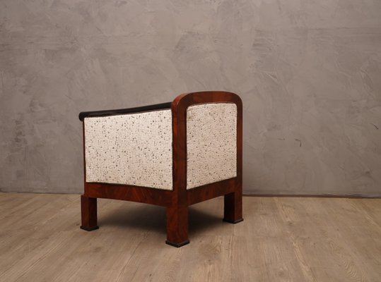 Art Deco Mahogany and White Velvet Armchairs, 1940s, Set of 2-UH-620142