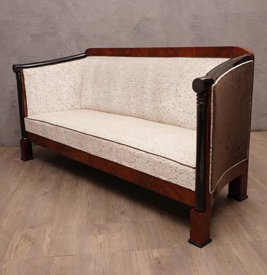 Art Deco Mahogany and White Velvet Sofa, 1940s-UH-620140