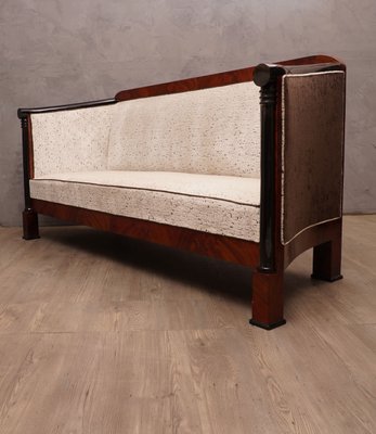 Art Deco Mahogany and White Velvet Sofa, 1940s-UH-620140