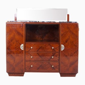 Art Deco Mahogany Sideboard with Marble Top and Mirror, France, 1920s-WHY-1780492