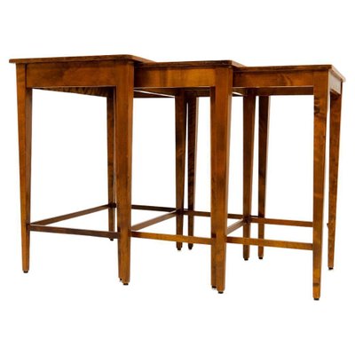 Art Deco Mahogany & Stained Birch Nesting Tables from NK Sweden, 1940s, Set of 3-UYK-1137602