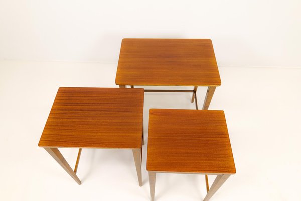 Art Deco Mahogany & Stained Birch Nesting Tables from NK Sweden, 1940s, Set of 3-UYK-1137602