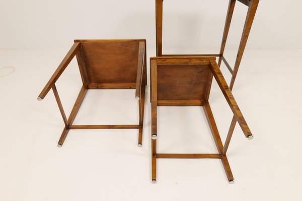 Art Deco Mahogany & Stained Birch Nesting Tables from NK Sweden, 1940s, Set of 3-UYK-1137602