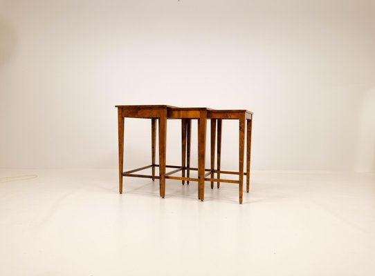 Art Deco Mahogany & Stained Birch Nesting Tables from NK Sweden, 1940s, Set of 3-UYK-1137602