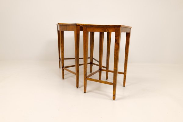 Art Deco Mahogany & Stained Birch Nesting Tables from NK Sweden, 1940s, Set of 3-UYK-1137602