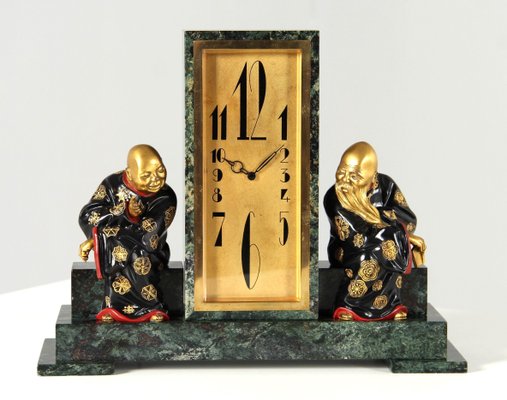 Art Deco Mantel Clock with Chinoiserie, 1920s-ZLE-2035036